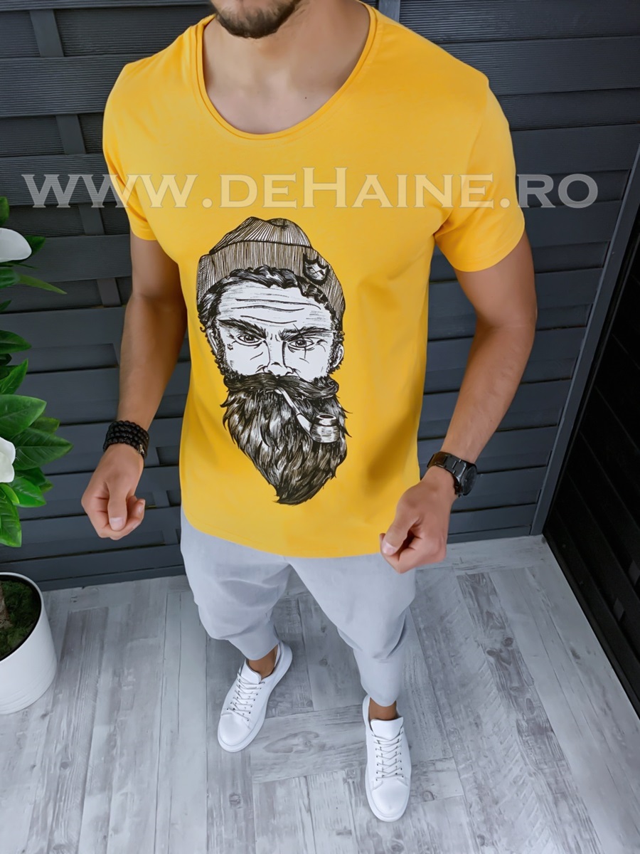 Tricou barbati mustar slim fit zr b1005 n1-4
